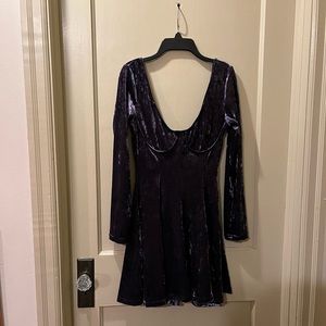 Dolls Kill Misfit Magic Purple Velvet Off the Shoulder Dress